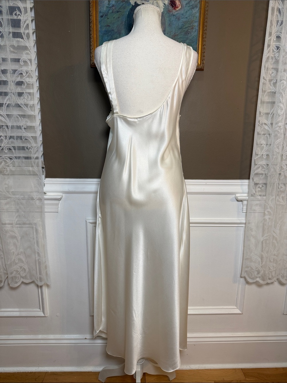 Vintage Victoria’s Secret Gold Label Ivory Lace Maxi Slip Dress Bridal - Picture 3 of 10